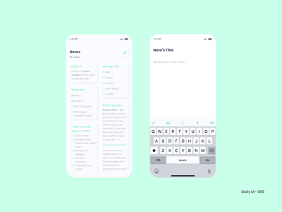 Daily UI 065 - Notes Widget 065 dailyui notes widget