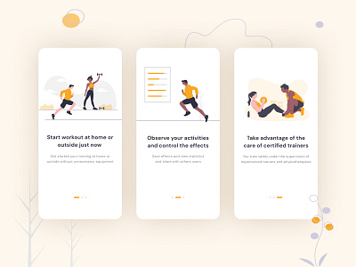 Workout from home - mobile app adobexd app begin design figma fitness app get started illustration mobile mobile app running training ui ux workout yellow
