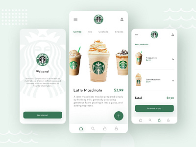 Starbucks - mobile app concept app coffee delivery drink e comerce figma food green mobile mobile app order shop starbucks ui ux white