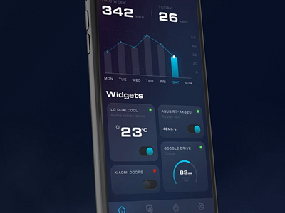 Smart Home | Concept Animation animation app blue bold cold dark design extended figma flow future home mobile mobile app modern smart ui uiux ux wide