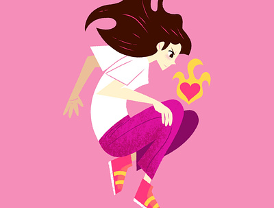 Heart of Fire art character design charcter drawing fire flat freelance illustrator freelancer girl hearts icon illustration limited color minimal pink strong women vector website illustration woman