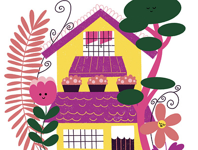 Nice House cute cute art drawing flat flowers folkart freelance freelance illustrator home house illustration limited color minimal plants procreate stay home vector website illustration