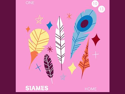 SIAMES Album Cover album art album artwork album cover album cover design artwork feathers flat freelance illustrator illustration limited color minimal