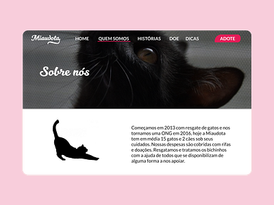 Design de interface do usuário Miaudota - Quem Somos animais petshop ui ui ux uidesign