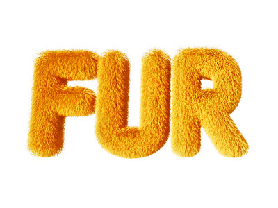 Fur 3d fluffy fur soft text warm yellow