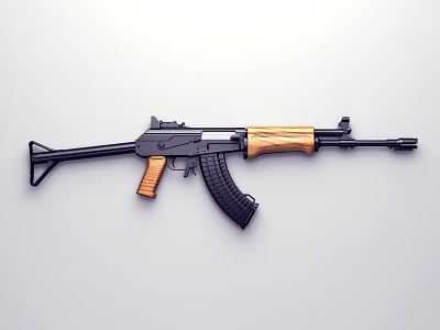 RK-62 aka AK-47 3d ak47 assault black cg gun isolated letal metal millitary render rifle rk62 shine visualisation wood