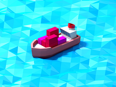 Brave Little Ship 3d asset blue cute game illustration low poly polygons red sea ship unity