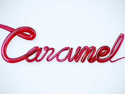 Caramel 3D Logotype 3d candy caramel from 2d to 3d glossy logo red shiny type typography volume web 2.0