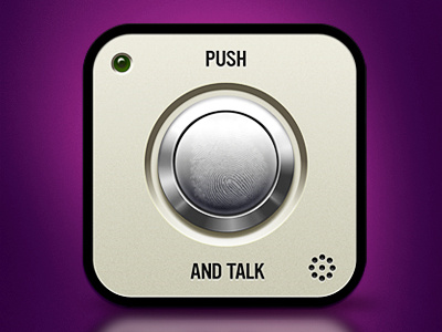 Push and Talk button chrome icon led metal mic purple push shiny talk text