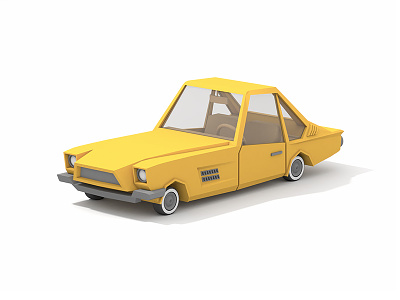Ford Mustang Allegro 1962 3d 60s allegro car ford low minimal mustang poly render vehicle yellow