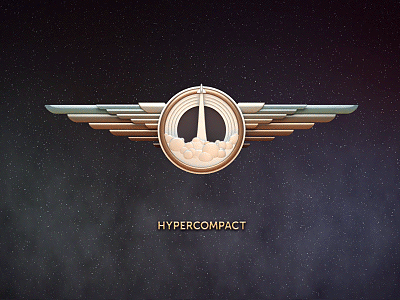 Hypercompact Animated 3D Logotype 3d animated animation boost gif hyperspace logo logotype motion rocket smoke space stars steel volume wings