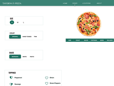 web design for a pizzeria (order page) branding design web