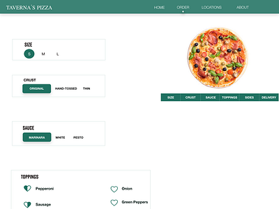 web design for a pizzeria (order page)