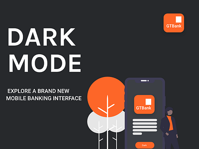 GTBank mobile banking app design with Dark mode