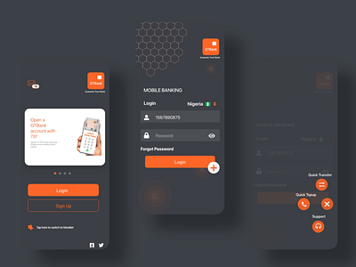 GTBank mobile app redesign with dark mode