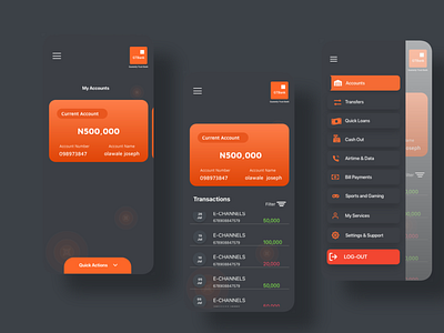 GTBank mobile banking redesign featuring dark mode