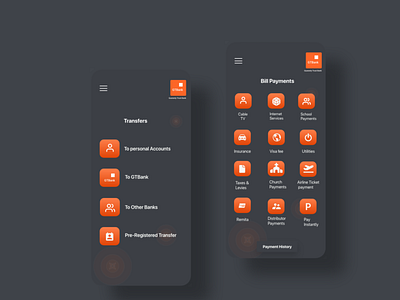 GTBank mobile application redesign featuring dark mode app branding design ui