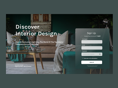 Signup form for an interior decoration publication branding design ui web website