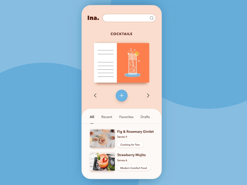 Recipe App | Ina animation food app ina garten interaction design mobile app mobile design recipe app ui uidesign uiux