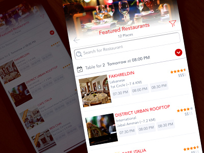 Restaurants search list list red reservation restaurant search