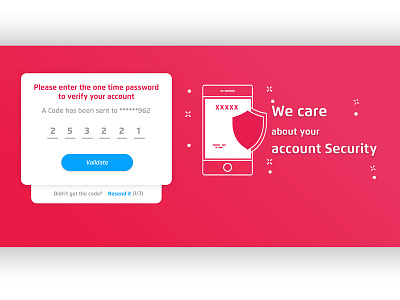 OTP Account security login account code experience form form design login otp password pink security sign in page signup ux ux ui webdesign