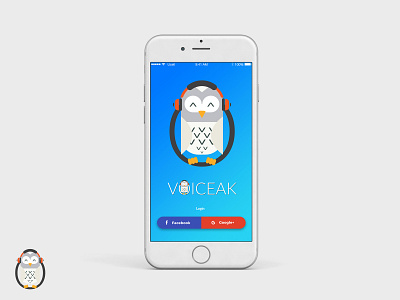 Voiceak Mobile App - login screen bird bird icon bird logo blue design headset login login box logo logo design mobile app mobile app design music owl recording sign up songs ui ux voice