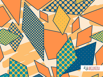 Rhombuses with dots pattern blue bright color design fabric fabric design geometic illustration orange pattern design polka dot rhombus seamless pattern surface pattern design