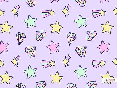 Stars and Diamonds pattern cartoon design diamond doodle kawaii pastel color pattern design pink pop style seamless pattern star surface design vector violet yellow