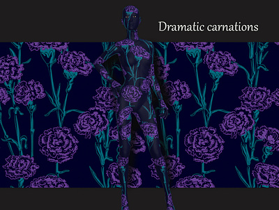 Dramaric carnations design fabric fabric design illustration pattern design seamless pattern surface design vector