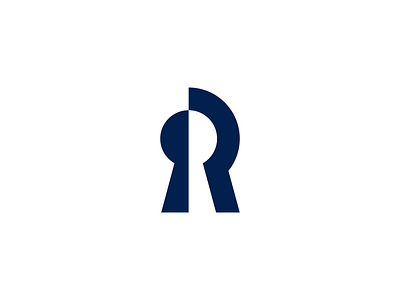 R Locksmith Logo blue branding design geometry keyhole locksmith logo minimal r letter logo