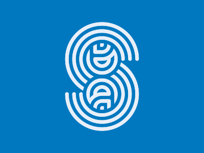 Sea blue lettering logo mark sea simple