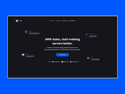 Aztec, HIFI Landing Page. 2d 3d adobexd blue branding discord figma flat homepage illustration landing page minimal ui ui design userexperience userinterface ux visual design webdesign