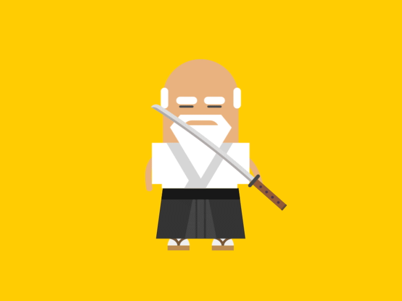 Aikido - Morihei Ueshiba character gif loop rig