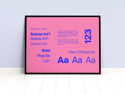 Suisse Int'l Typographic Poster for Caffind blue and pink case study suisse type type design
