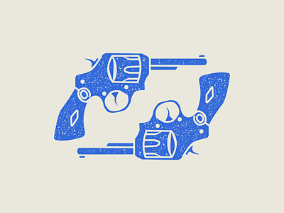 Vintage Western Revolvers Illustration blue distressed grunge gun illustration revolver vector vintage western