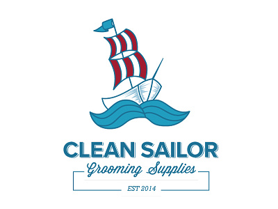 Clean Sailor branding design logo mustache nautical ship
