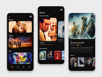 Movie App 2020 app cinema concept design film home screen icon logo movie screen shot show movie ui watch watch film