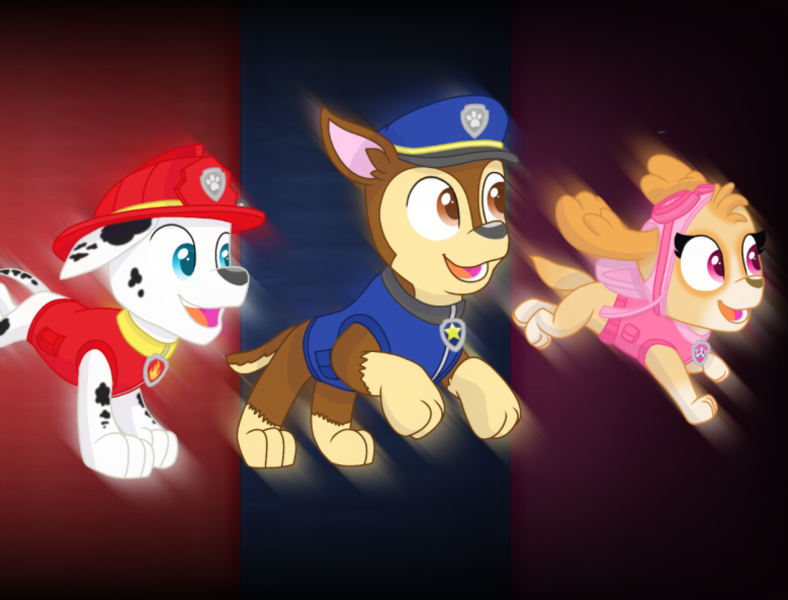 paw patrol chase and marshall on the track