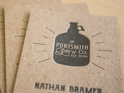 Portsmith Brew Co brewery business card chipboard letterpress texture