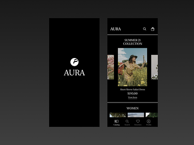AURA Fashion E-Commerce Mobile App app aura branding dailyui dailyuichallenge design e-commerce fashion fashion store illustration logo minimal retail ui website