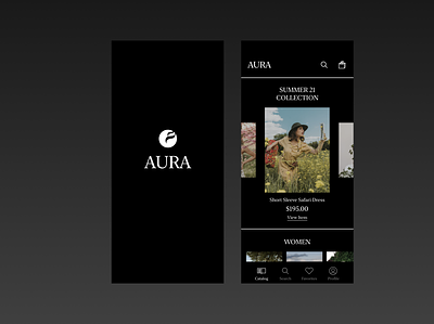 AURA Fashion E-Commerce Mobile App app aura branding dailyui dailyuichallenge design e commerce fashion fashion store illustration logo minimal retail ui website