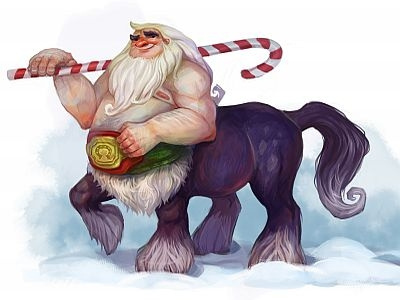 2014 centaur character greeting humor new year santa claus