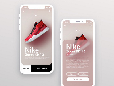 UI Concept Explore Nike app app design concept minimal mobile app mobile design product page ui