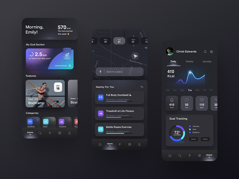 Sport App UI Concept by Huixin Pan on Dribbble