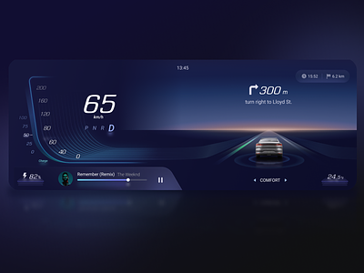 HMI Concept Design Vol. 1 automotive automotive design blue car car dashboard cluster concept concept design design electric figma hmi interfacedesign music player navigate speedometer ui