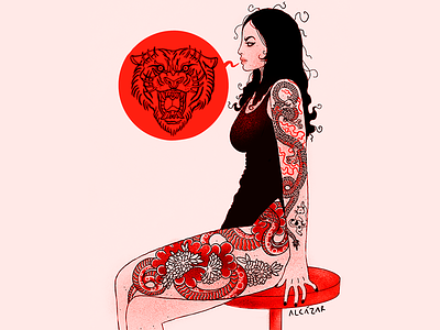 Dragon Woman character design digital art digital painting editorial illustration illustration poster tattoo