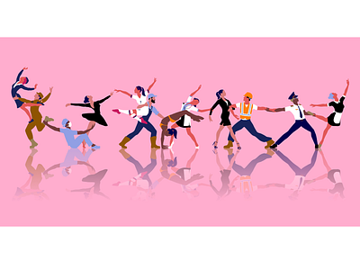 Dancing professionals dance dancing design diversity harmony illustration professions solidarity vector