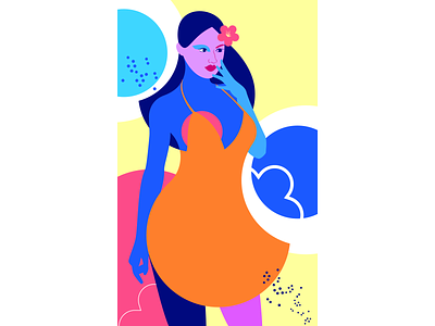 woman in orange dress design dress flower illustration vector woman