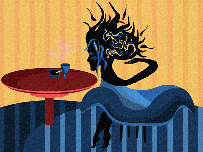 Smoking art black blue dark digital digital art girl illustraion illustration illustrator red smoke smokin vector