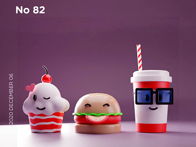 Food abstract animation blender branding c4d cute food